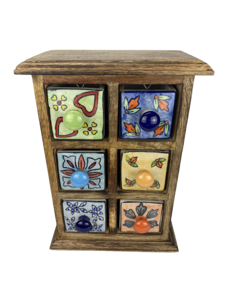 Kleinkommode mit 6 Keramikschubladen